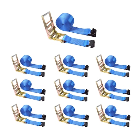 Tie 4 Safe Heavy Duty 3" x 30' Ratchet Tie Down Strap Flat Hook for Farm Trailer Truck Blue, 10PK RT20R-1530-M12N-BU-10